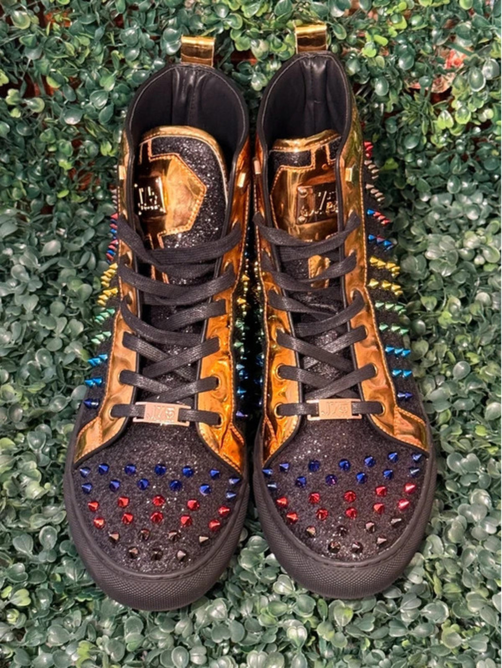 Jump J75 Regal High Top Spiked Sneaker Black Multi US Men size 11